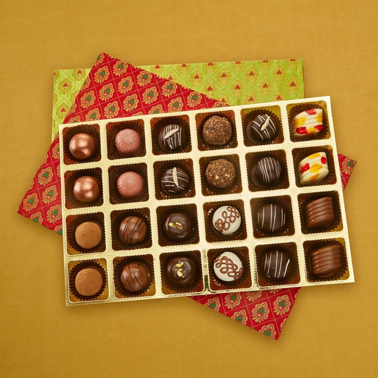 Designer Brocade Box of 24 with Belgian Pralines