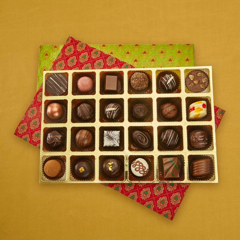 Designer Brocade Box of 24 with Assorted Chocolate Truffles
